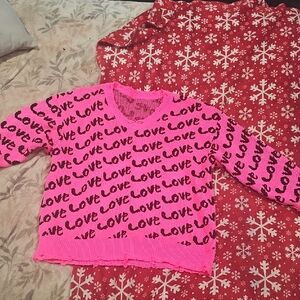 Bright Pink 'Love' Knit Sweater